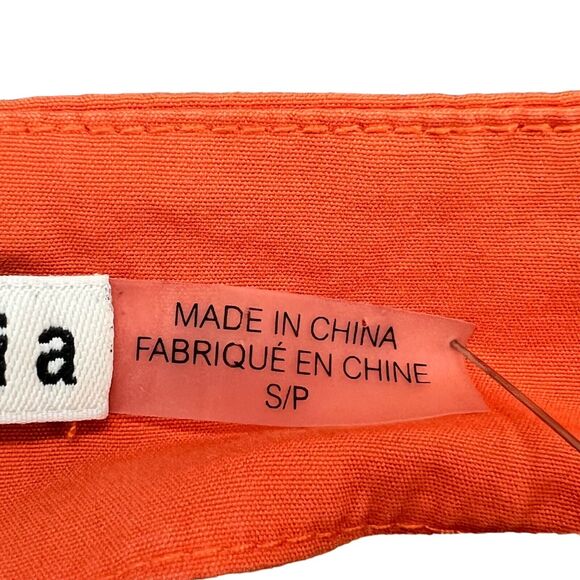 Alice + Olivia Loryn Blouse S Orange Poplin Off Shoulder Ruffle Top Boho Cottage - Picture 10 of 13